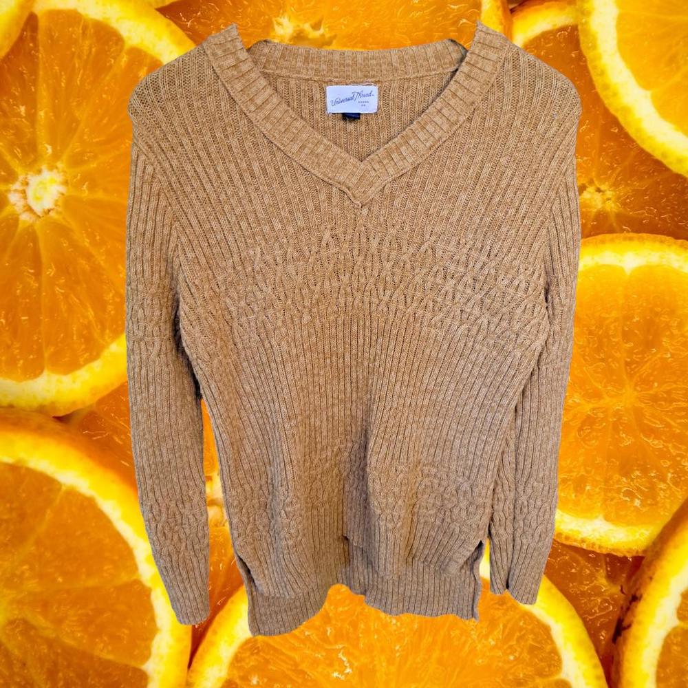 Universal Threads Gold V‎ Neck Knit Sweater Size XS